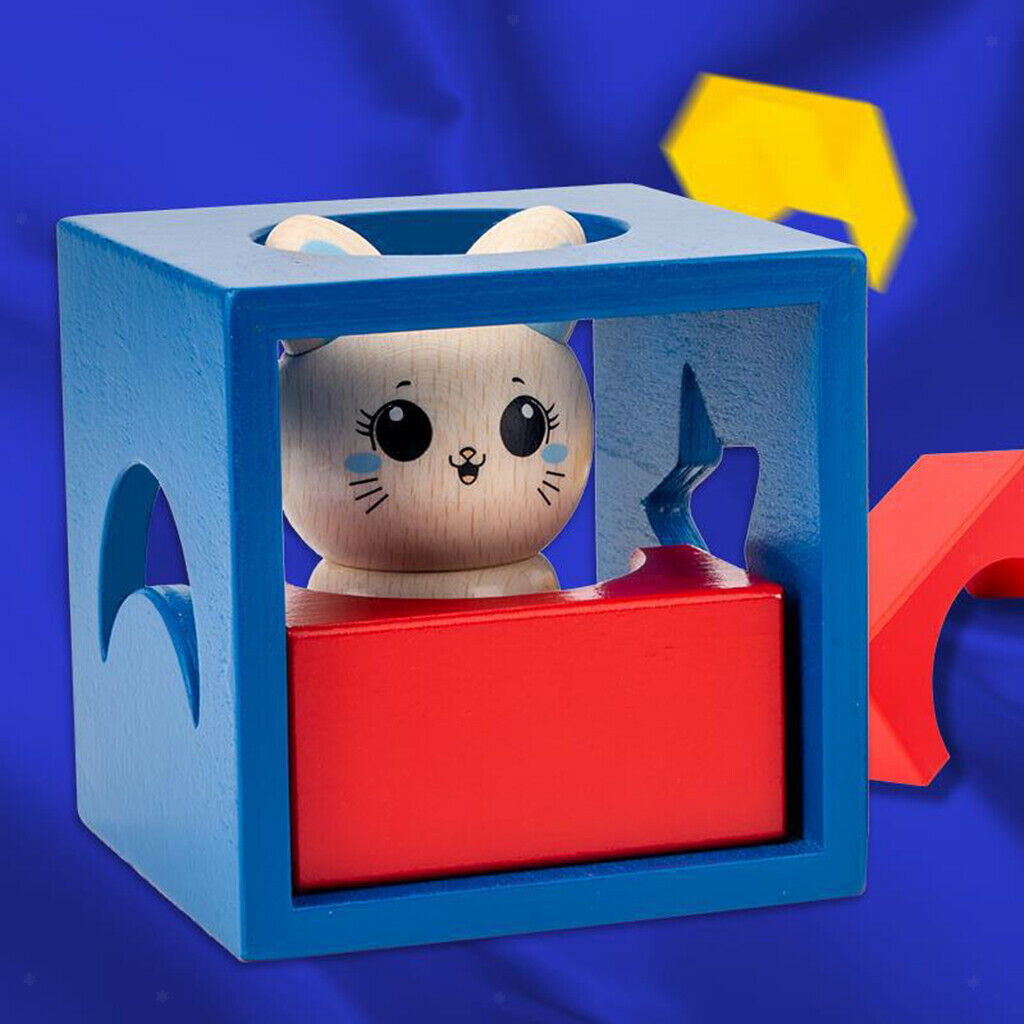 Wooden Kitten Adventure Game Brain Teaser Toys Matching Game Building Blocks