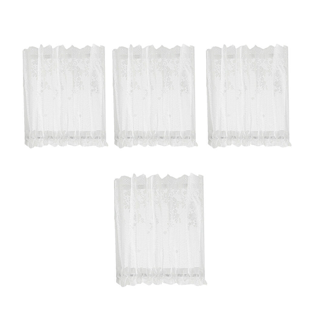 4pcs Embroidered Tier Voile Valance Window Sheer Curtain Home Decor