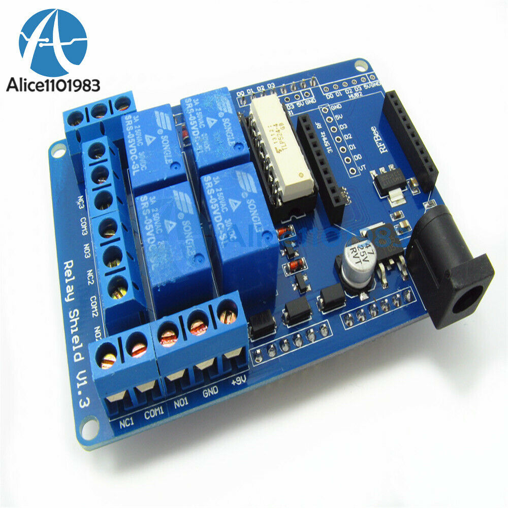 70W DC 9V 4 Mechanical Relay Module Shield For Arduino UNO R3 XBEE 315 433MHz RF
