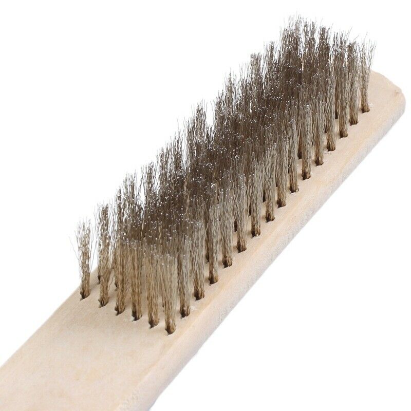 8" Length 6 Rows Brass Bristle Wood Handle Wire Scratch Brush D6L5L5