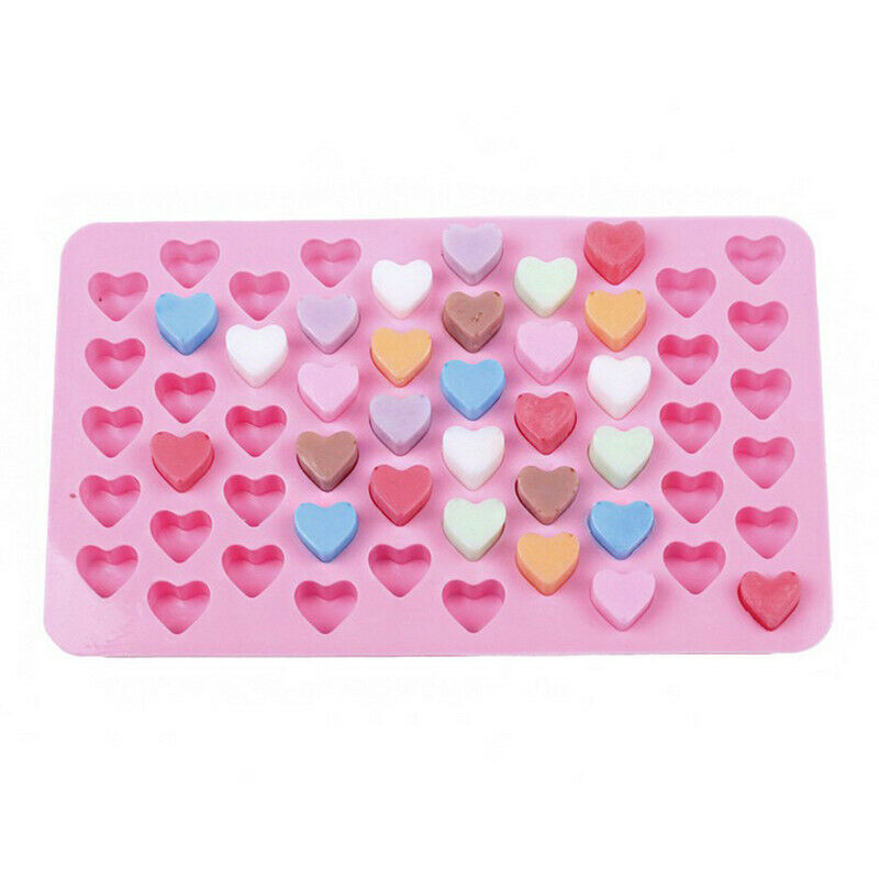 55 Mini Heart Shape Silicone Ice Cube Mold Fondant Chocolate Tray Mould UOB TL