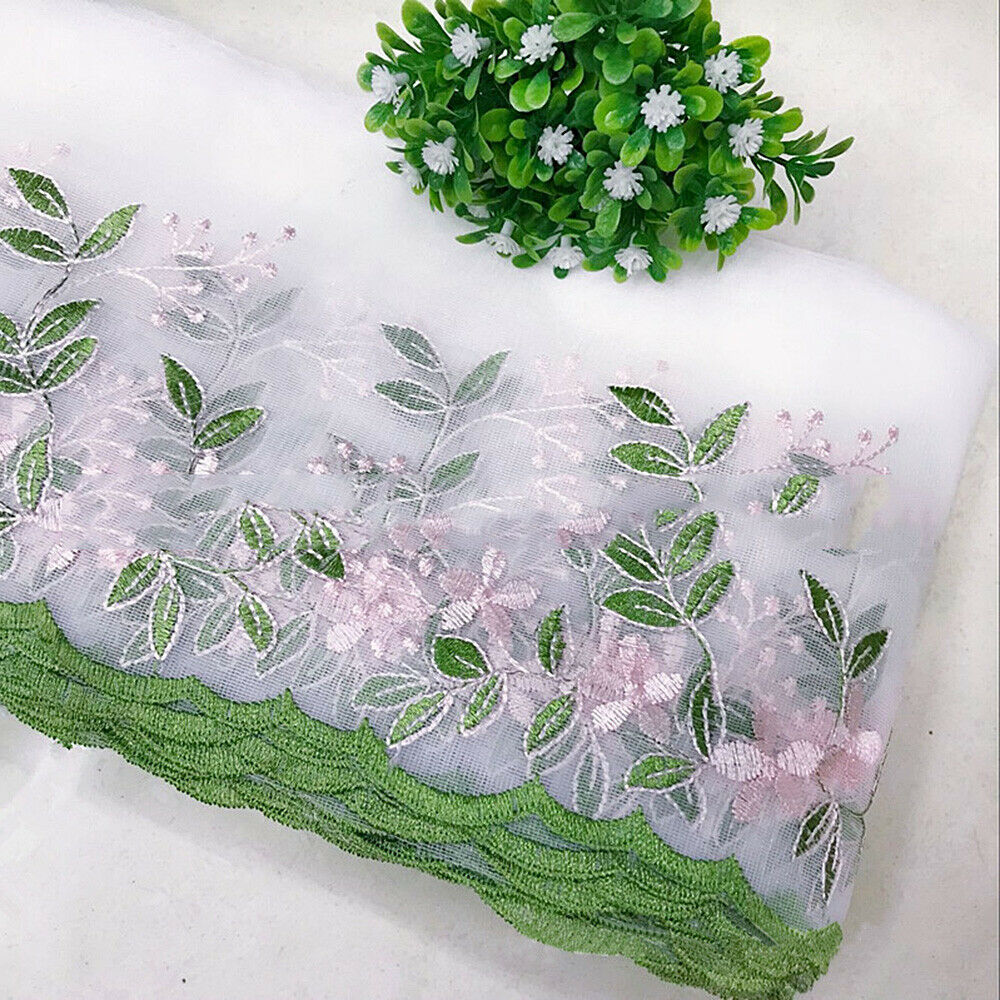 2 Yards Flower Lace Edge Trim Ribbon Embroidered Wedding Dress DIY Sewing Decor