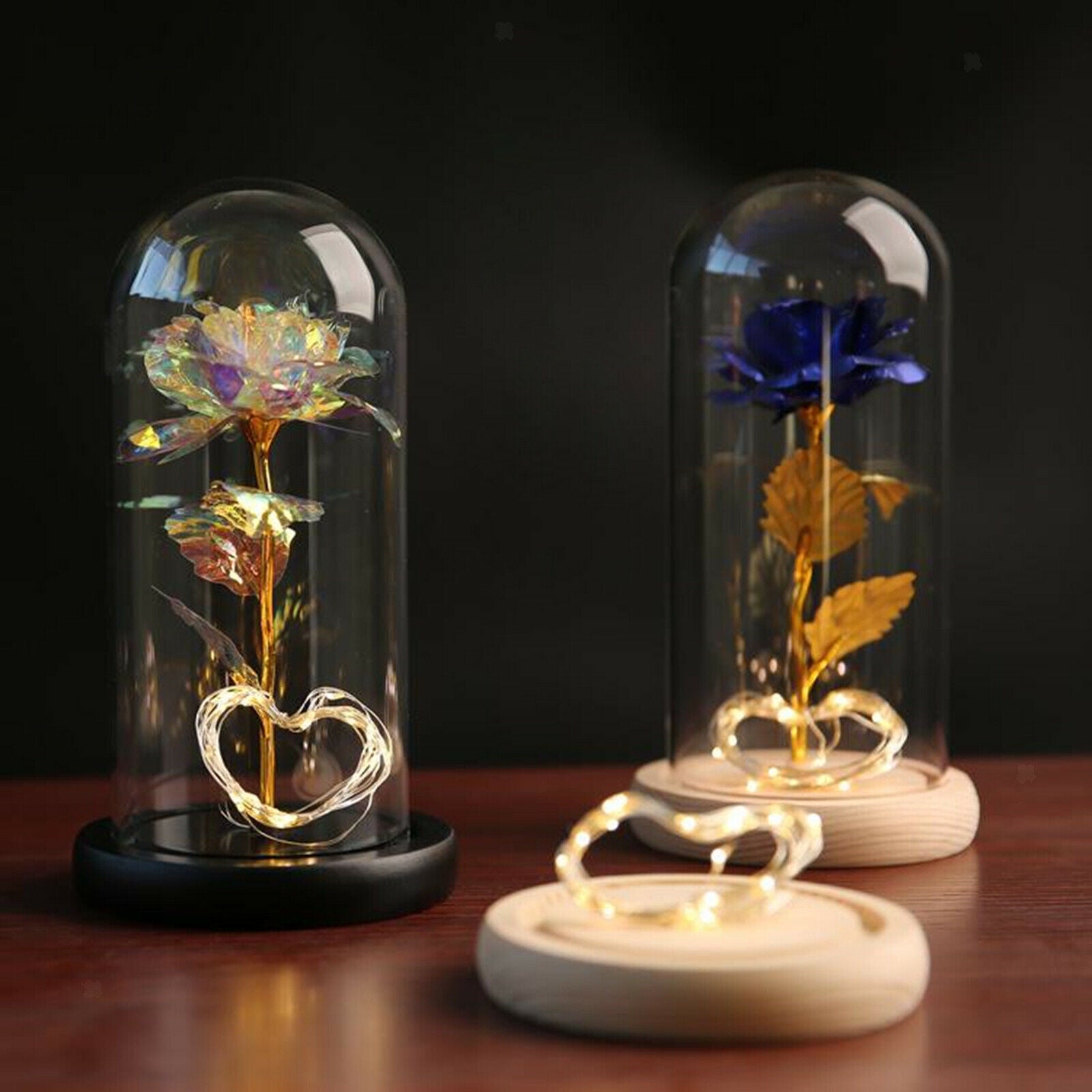 1pc Eternal Rose Glass Cover LED Light Beauty Flower Gift Home Decoration