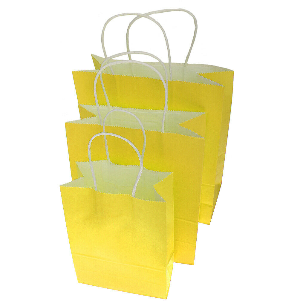Bright Paper Party Gift Bag With Handles Birthday Wedding Loot Bag Yellow