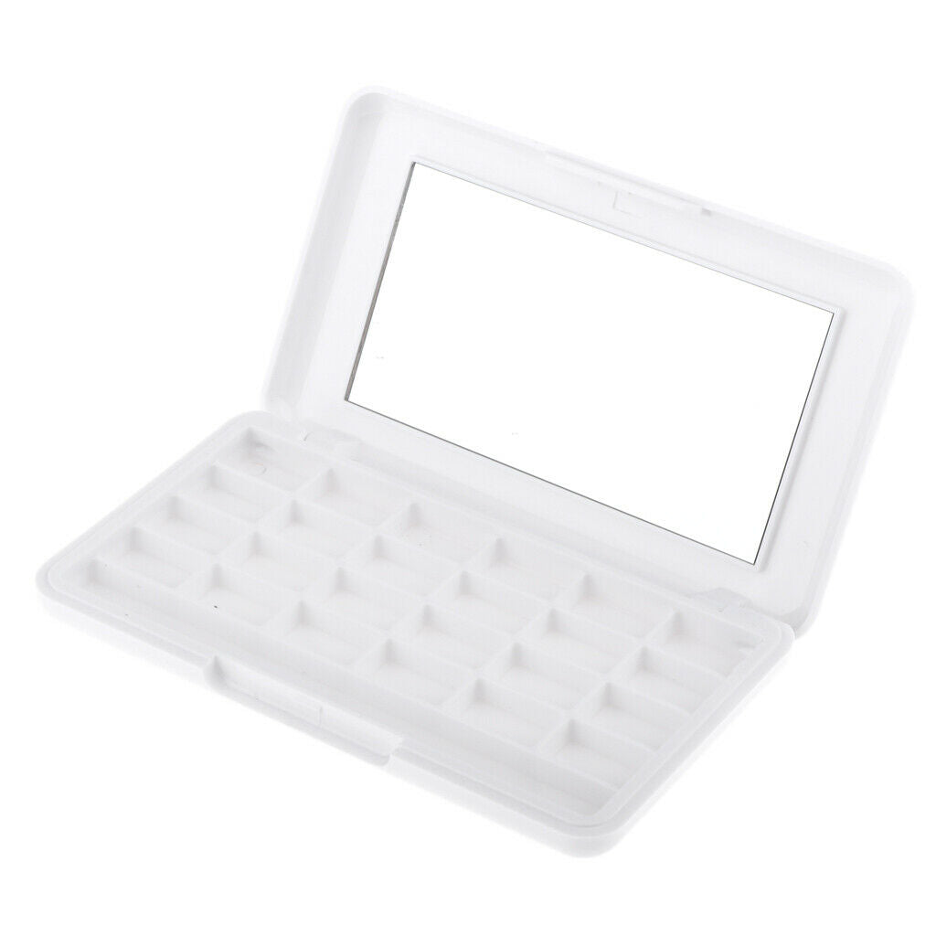 24 Grid Empty Makeup Palette Eyeshadow/Lip Gloss DIY Case w/ Mirror White 2x