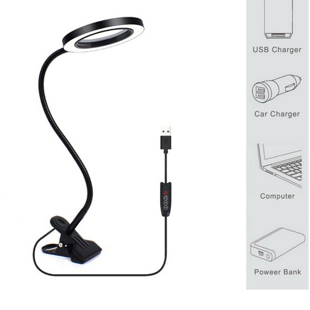 Magnifying Glass Desk Lamp With 3X Magnifier Clip For Reading Crafts