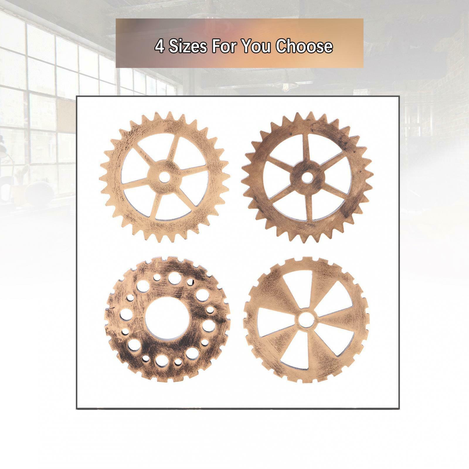 4Pcs Steampunk Wooden Gear Clock Home Wall Door Hanging Decoration Ornament