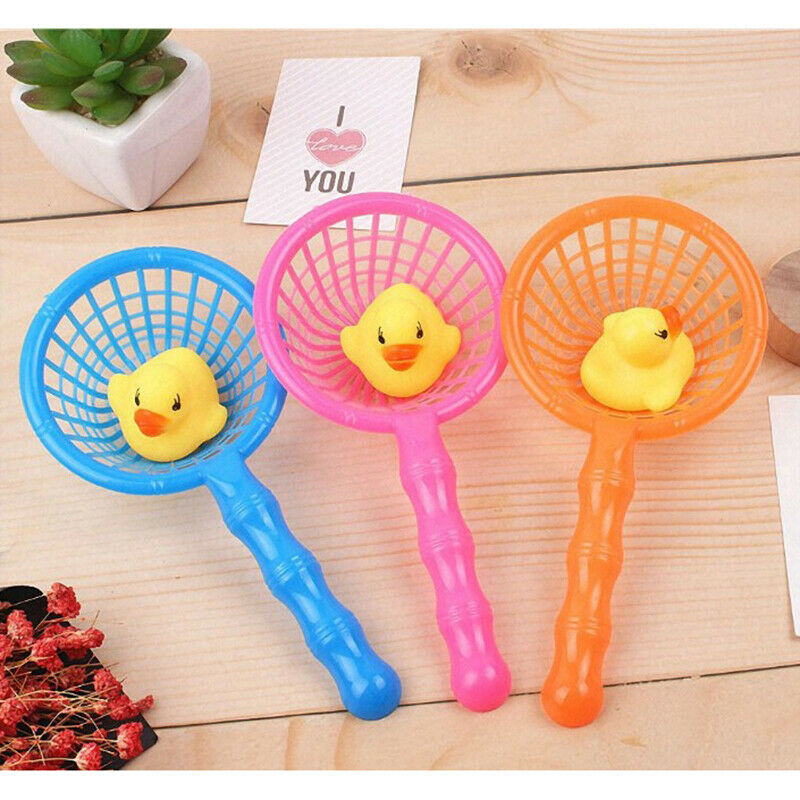 5 Pcs/Set Mini Baby Children Bath Toys Cute Rubber Duck Fishing Net Showe.l8