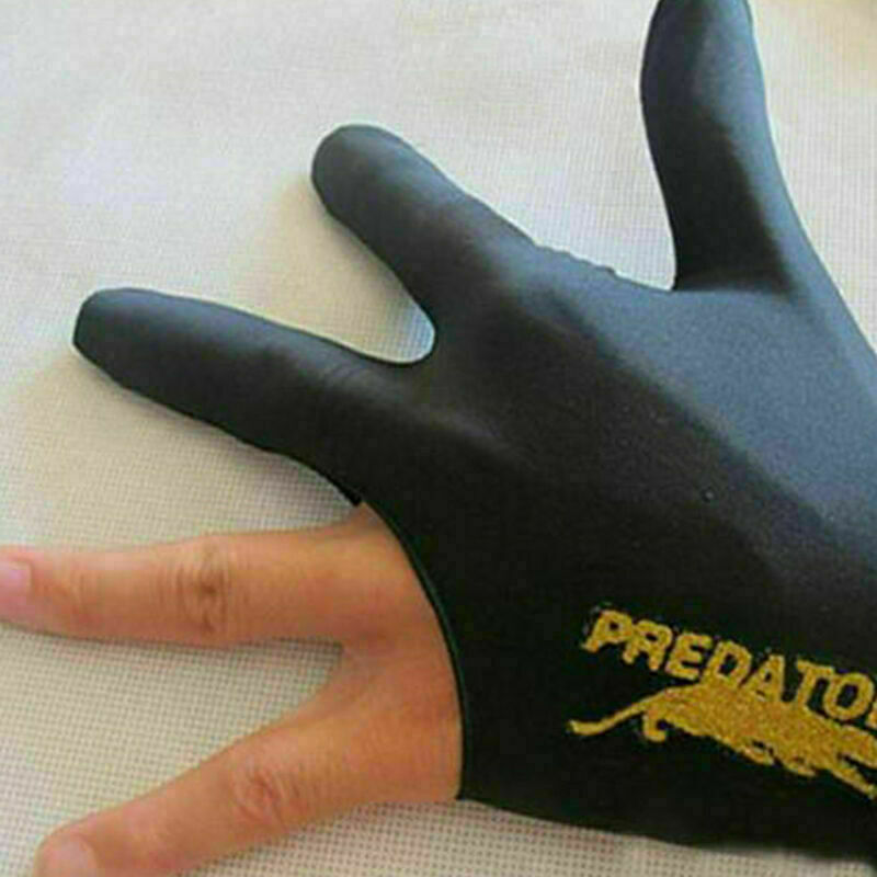 Unisex Men Black Spandex Snooker Billiard Cue Glove Pool Left Hand Three Finger