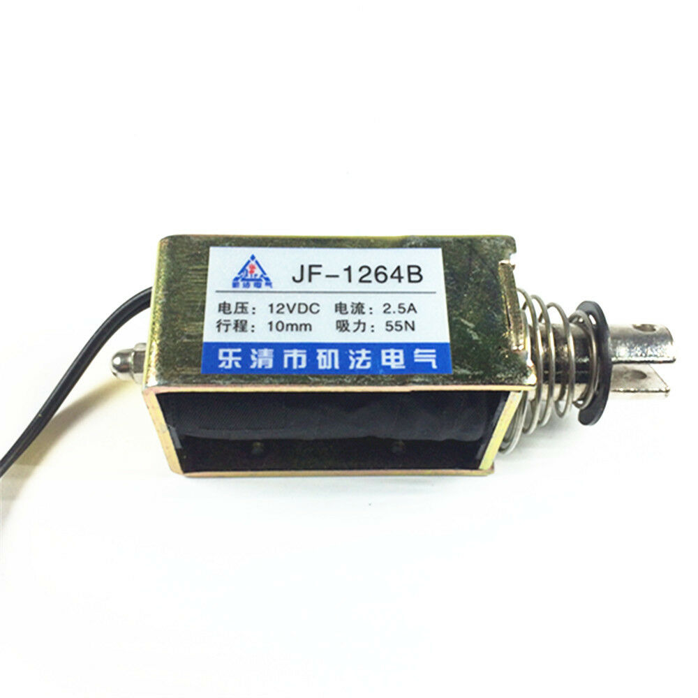 JF-1264B 12VDC 2.5A 10mm 55N Open Frame Solenoid Electromagnet Push/Pull type