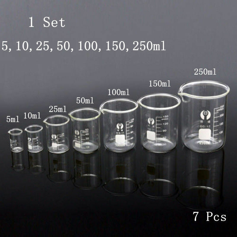 5ML - 250ML Borosilicate Glass Lab Beaker Laboratory Borosilicate Measuring