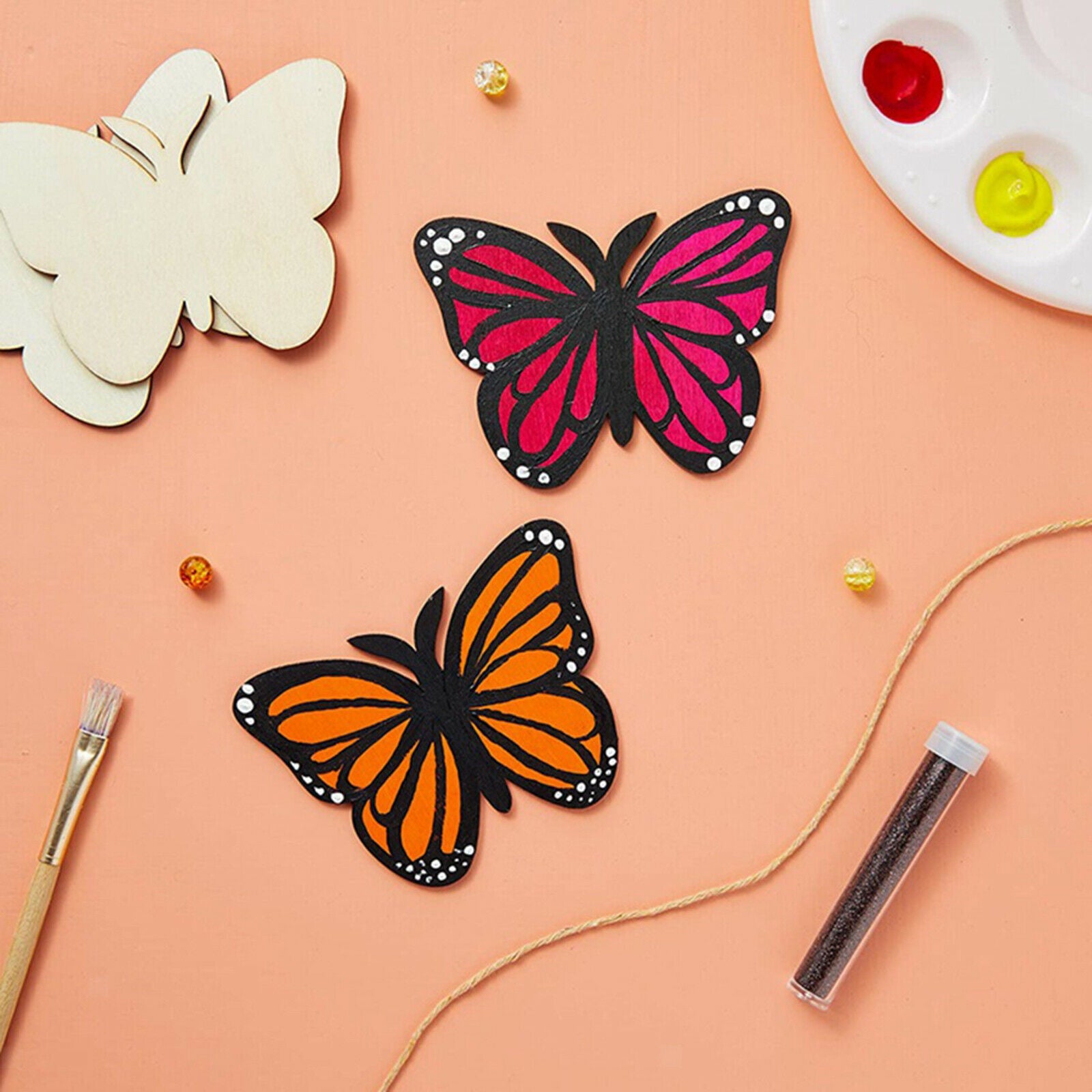 40x Unfinished Wooden Butterfly Pieces Blank Cutout Wooden Slices DIY Crafts