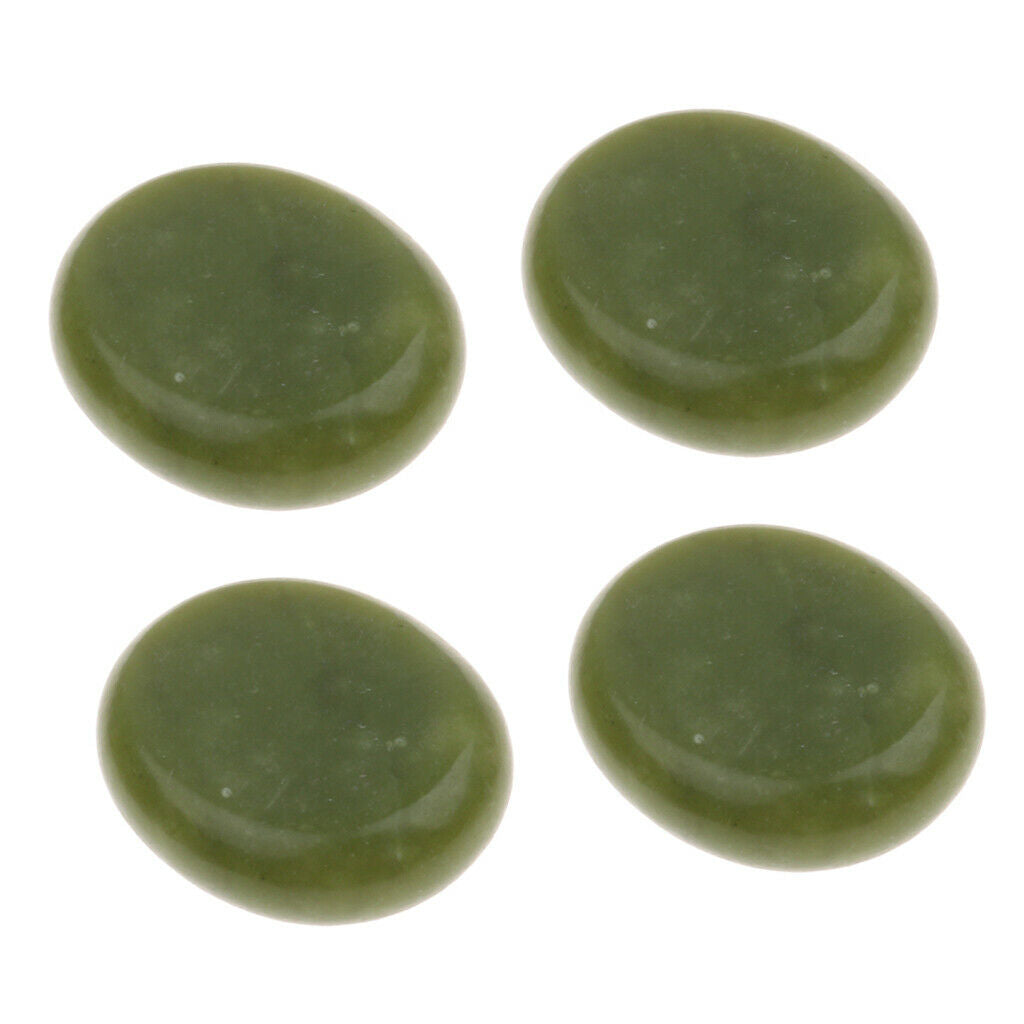 Pack of 4 Oval Shape Large Natural Jade Stones Facial Body Massage 5 x 6cm
