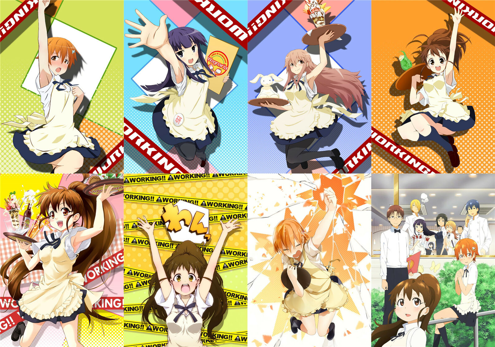 Working!! Wagnaria!!   Polypropylene 8 Piece Wall A3-poster