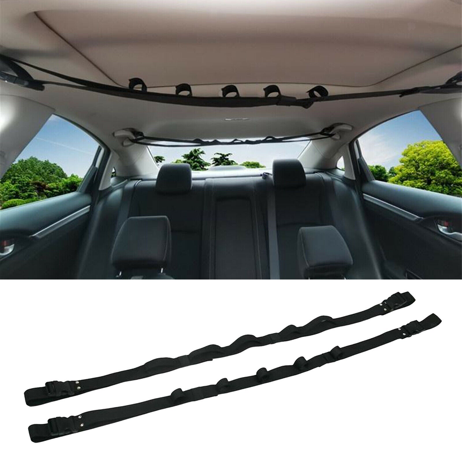 1 Pair 5 Slot Vehicle Fishing Rod Rack Pole Holder Belt Strap Carrier Truck SUV