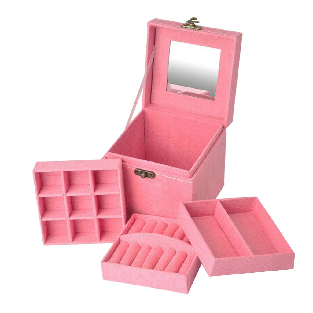 Luxurious Large Velvet Jewelry Box Case Storage Holders