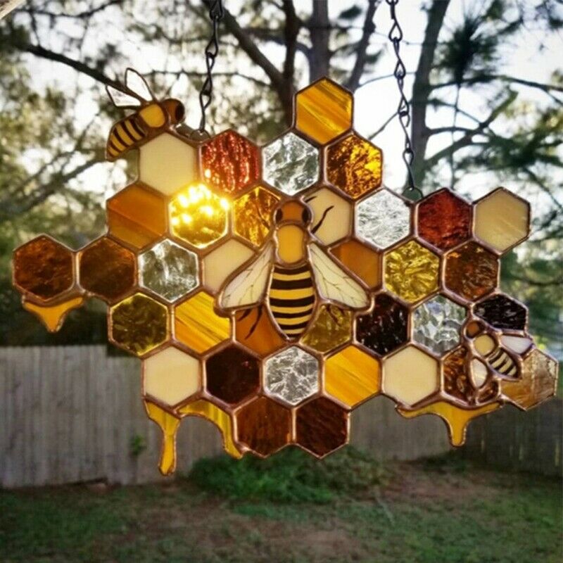 Queen & Bee Protect Honey Suncatcher Honey Bee Mosaic Handmade Home DecoratiU1O4