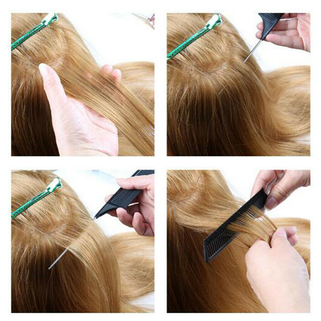 4x Assorted Hair Cutting Styling Sectioning Fine-Tooth Rat Tail Comb Set