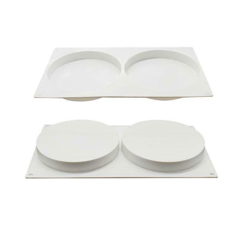 2Cavity Large Round Disc Candy Silicone Mold Shallow Cylinder Cake Fondant Mould