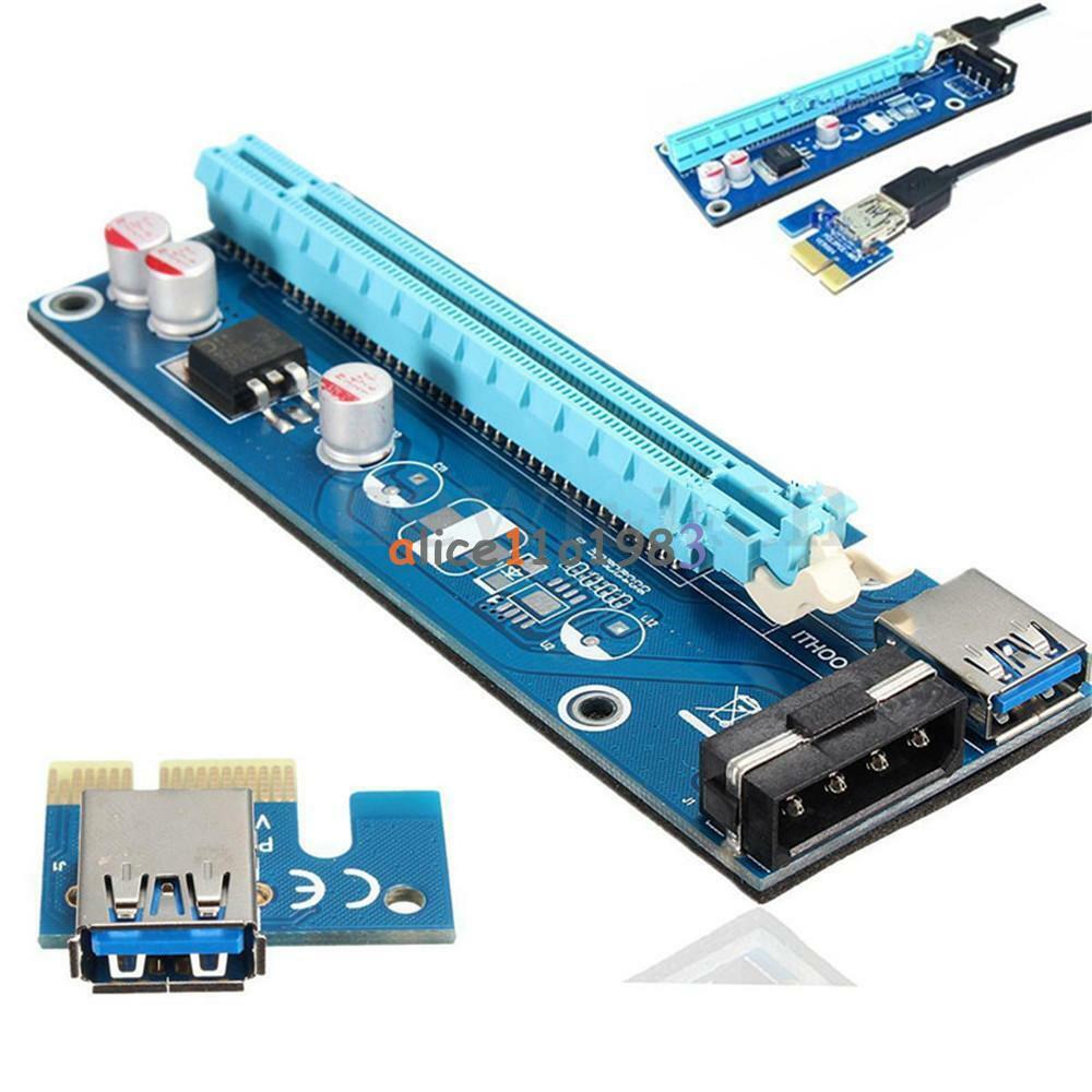 USB 3.0 PCI-E 1x to 16x Powered Extender Riser Adapter Card w/ Cable for Bitcoin