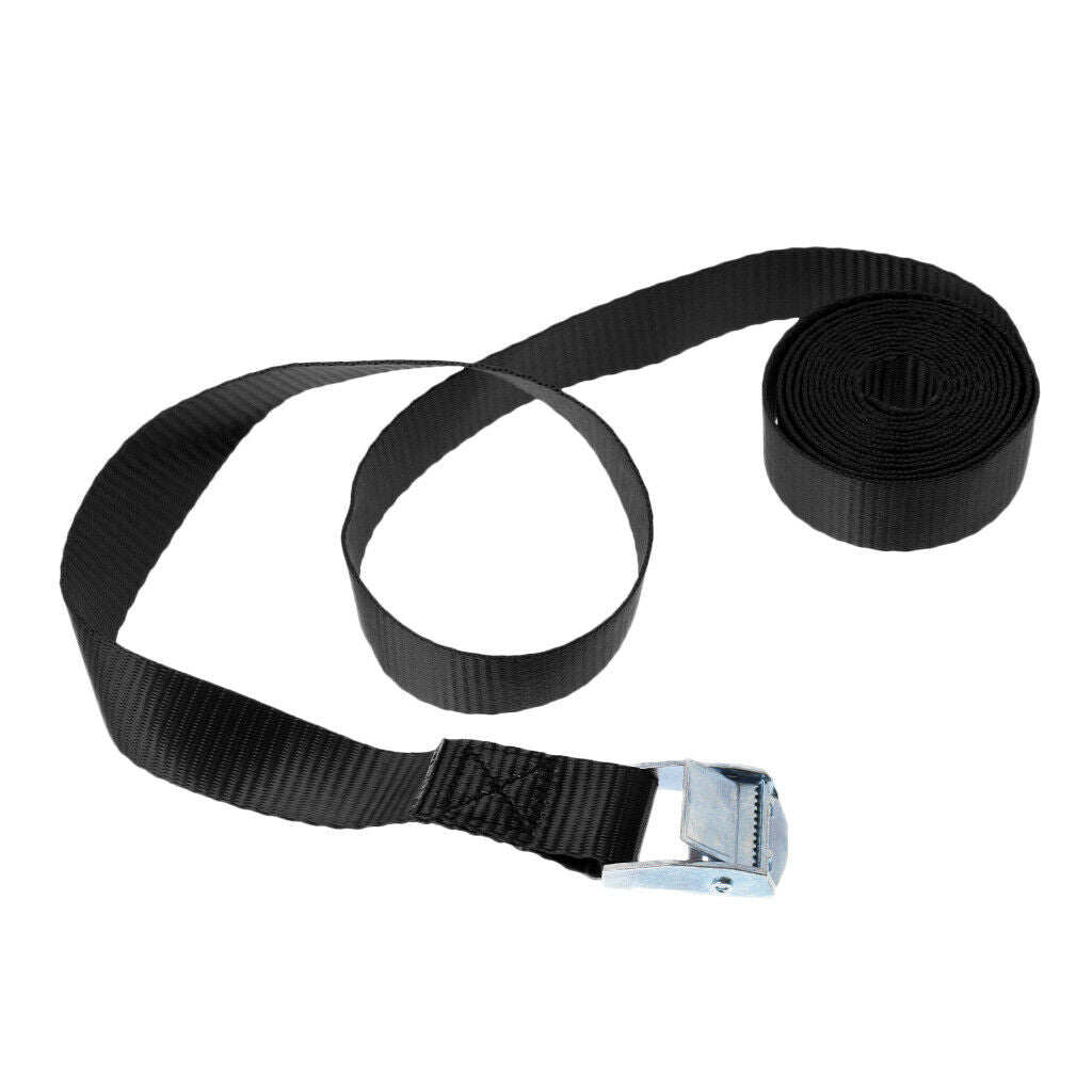 25mm 2.5 Meter Metal Cam Buckle Tie Down Strap Roof Rack Luggage Cargo Black
