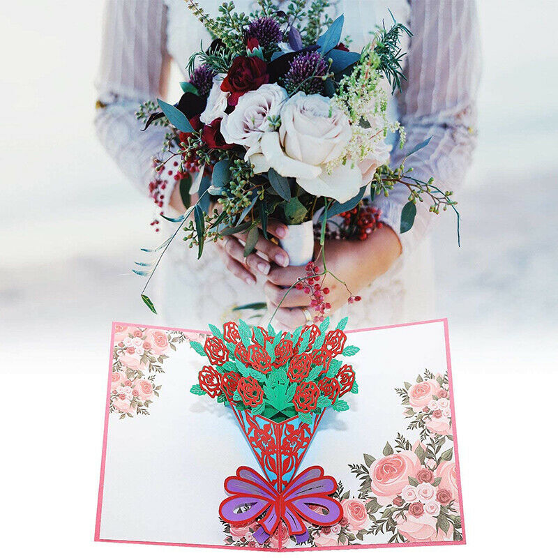 Rose Bouquet Greeting Card, Message Card, Birthday Card, Appreciation Wedding HN