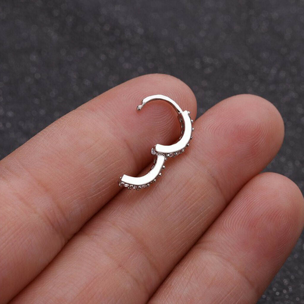 2pcs Fashion Round Huggie Hoop Earrings CZ Helix Cuff Ear Studs Jewelry 6mm