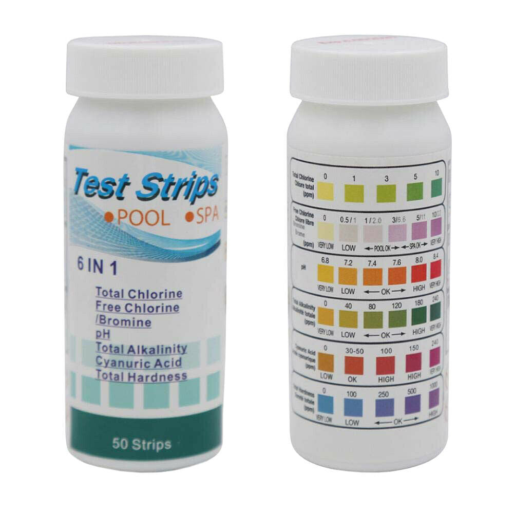 Swimming Pool 6 Way Test Strips SPA Chlorine PH Alkalinity Water Hardness Test