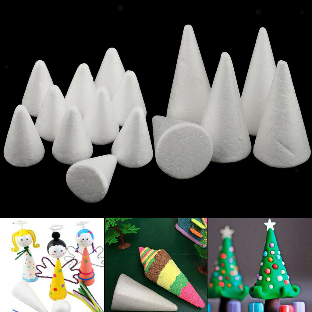 15 Pcs Creative Cone Shaped Styrofoam Craft Handmade Party