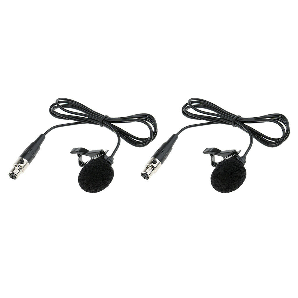 2 Pcs Mini Lavalier Microphone Mic w/ Clip for Vloggers 4-Pin Tie Clip On