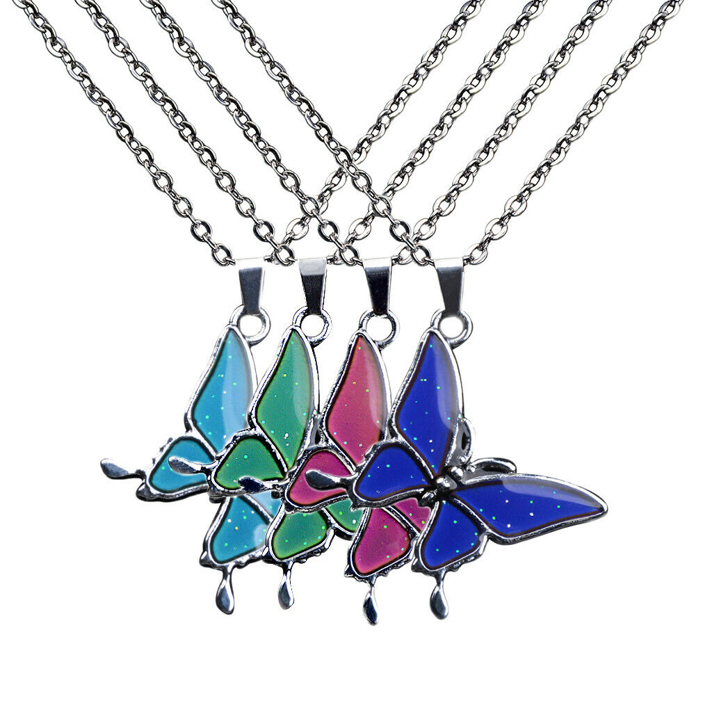 4pcs Fashionable Color-changing Mood Necklace Wife Lover Valentines's Gift