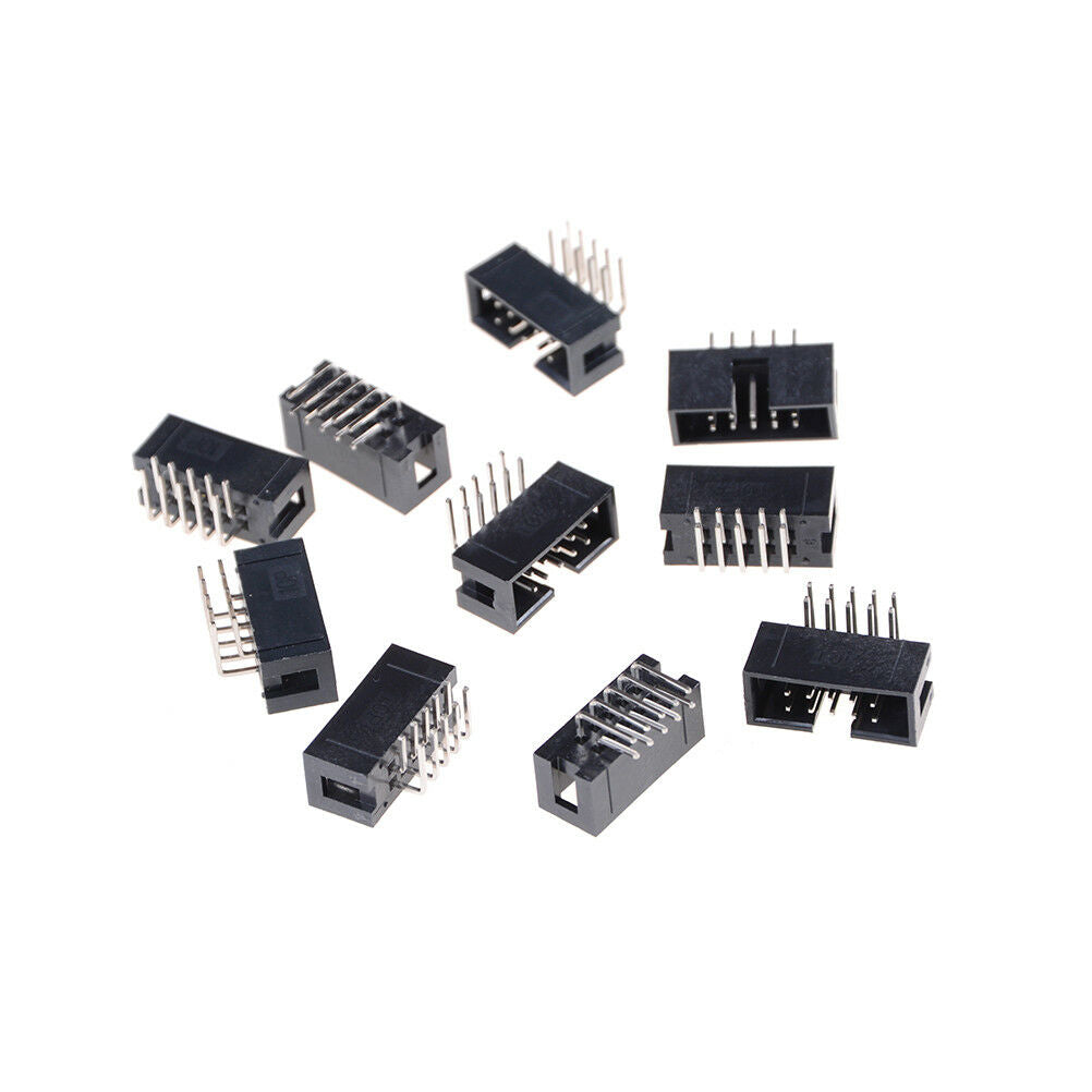 10PCS DC3-10P 2.54mm 2x5 Pin Right Angle Male Shrouded header IDC Socket JCA Kt