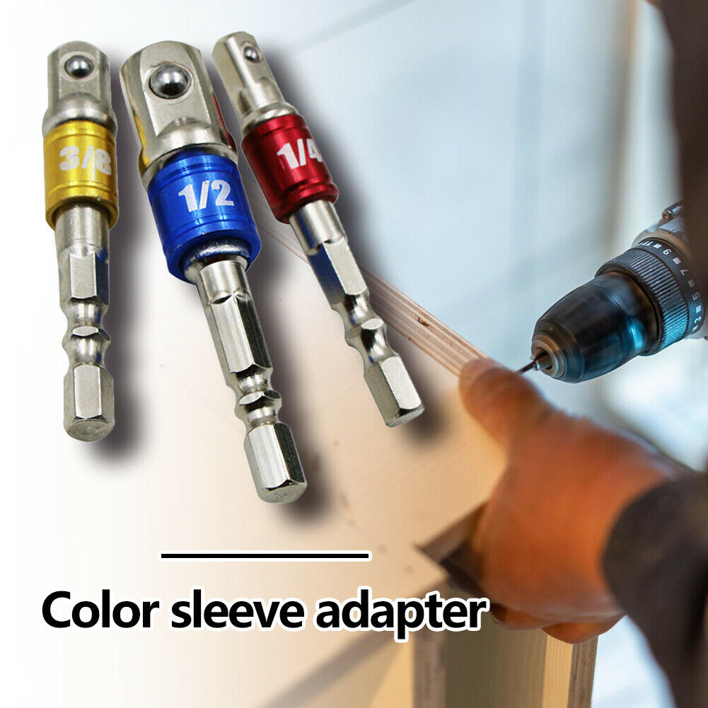 3pcs Hex Drill Bit Socket Adapter Electric Impact Driver Conversion Bar @