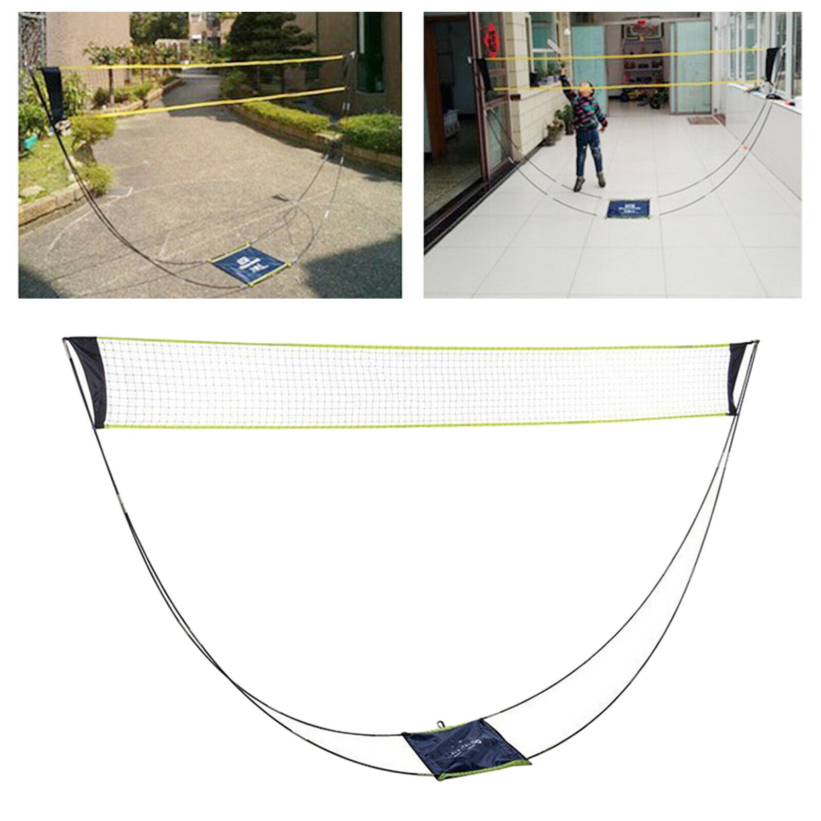 Foldable Portable Badminton Net Set with Storage Bag for Yard Beach Games
