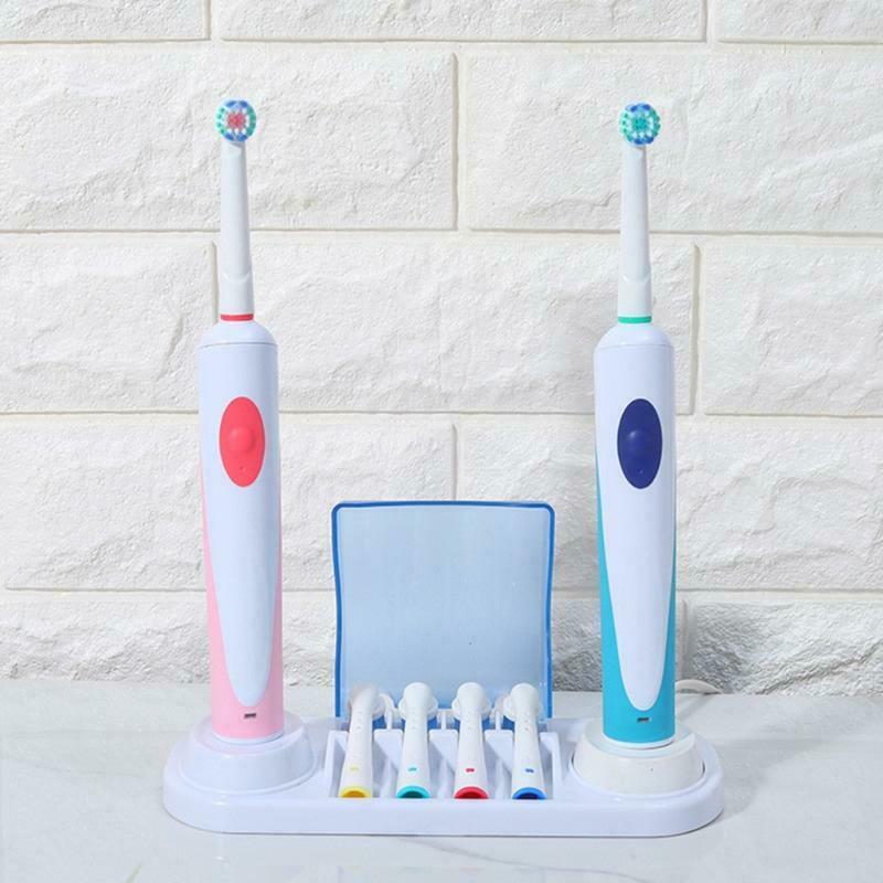 Electric Toothbrush Plastic Stand Charging Station with 4 Brush Head Holder Box