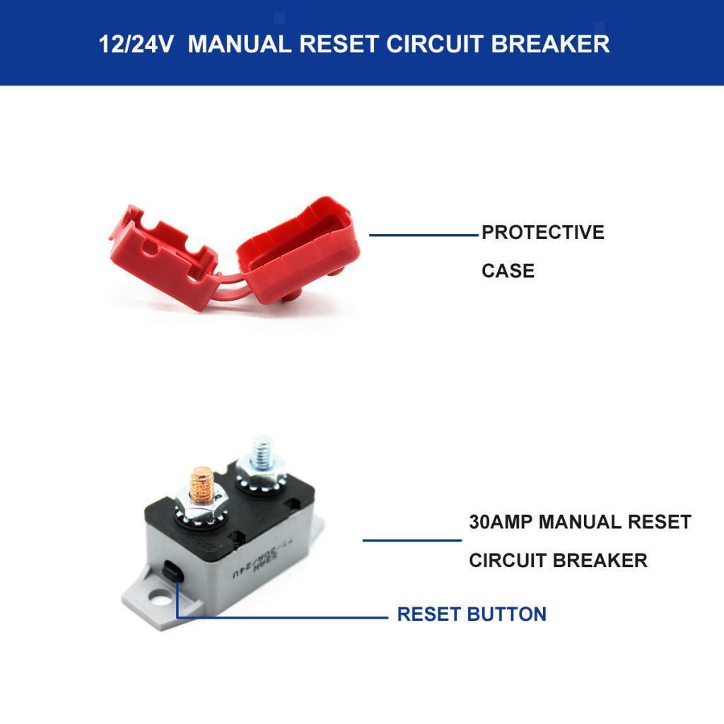 Waterproof 30 Amp Circuit Breaker With Bolt Replacement Fuse Holder