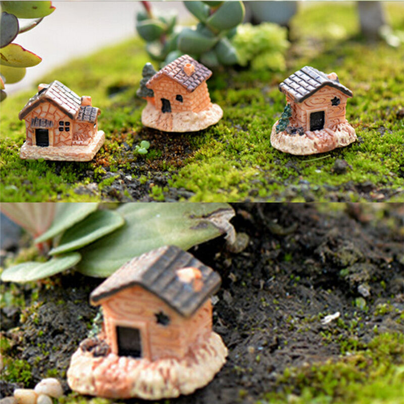 3Pcs Micro Landscape Decoration Small Houses Handicraft Gift Garden Orname.l8
