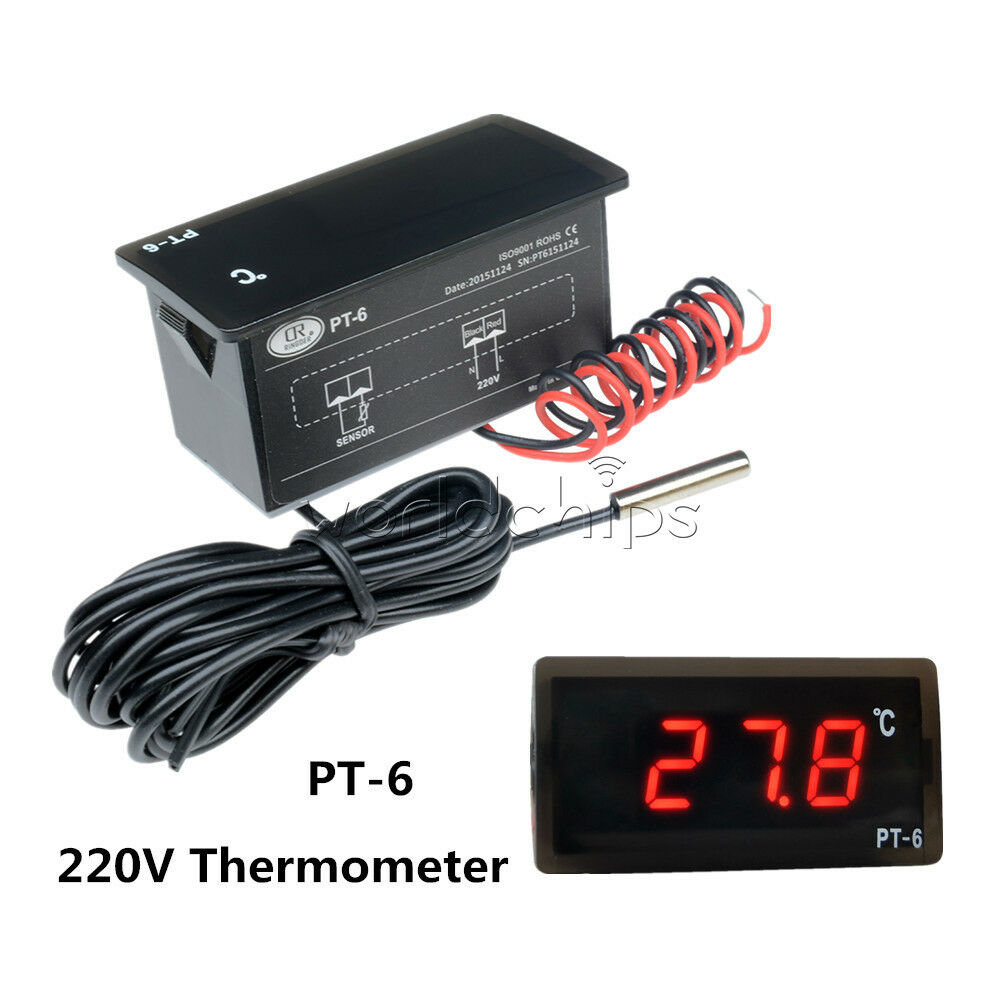 PT-6 220V Thermometer LED Digital Display -50â„ƒ~+110â„ƒ Temperature Meter Aquarium
