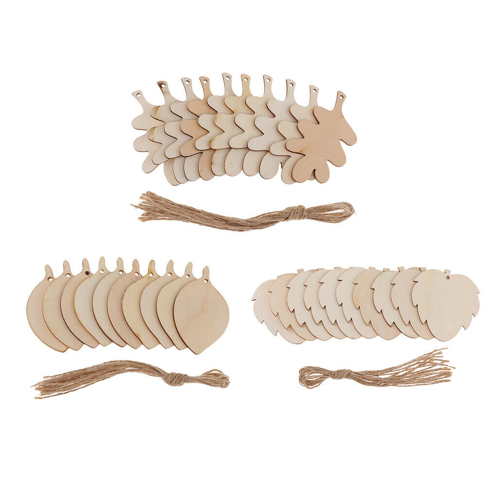 5X 10 Pieces Unfinished Wood Leaf Shapes Craft Wooden Tags Bodhi leaf 80x48x2mm