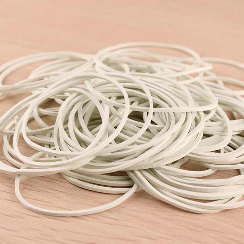 50pcs Rubber Bands White Color Rubber Elastic Bands Office Home Rubber Band