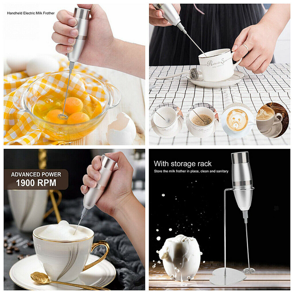 Stainless Steel Milk Frother Handheld Foam Maker Drink Mixer with Whisk Head