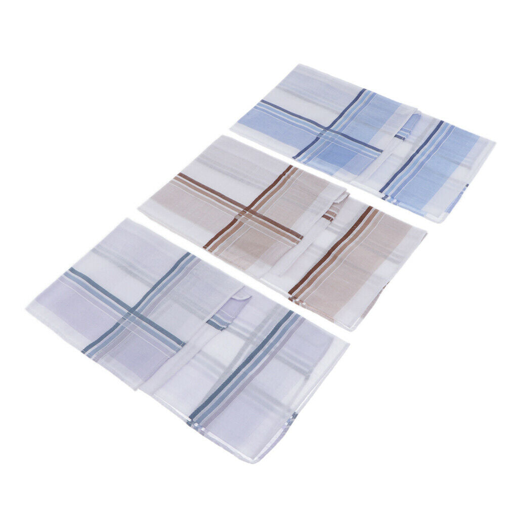 3pcs Handkerchiefs Plaids Square Hanky Comfy Soft Kerchiefs Party Hankie