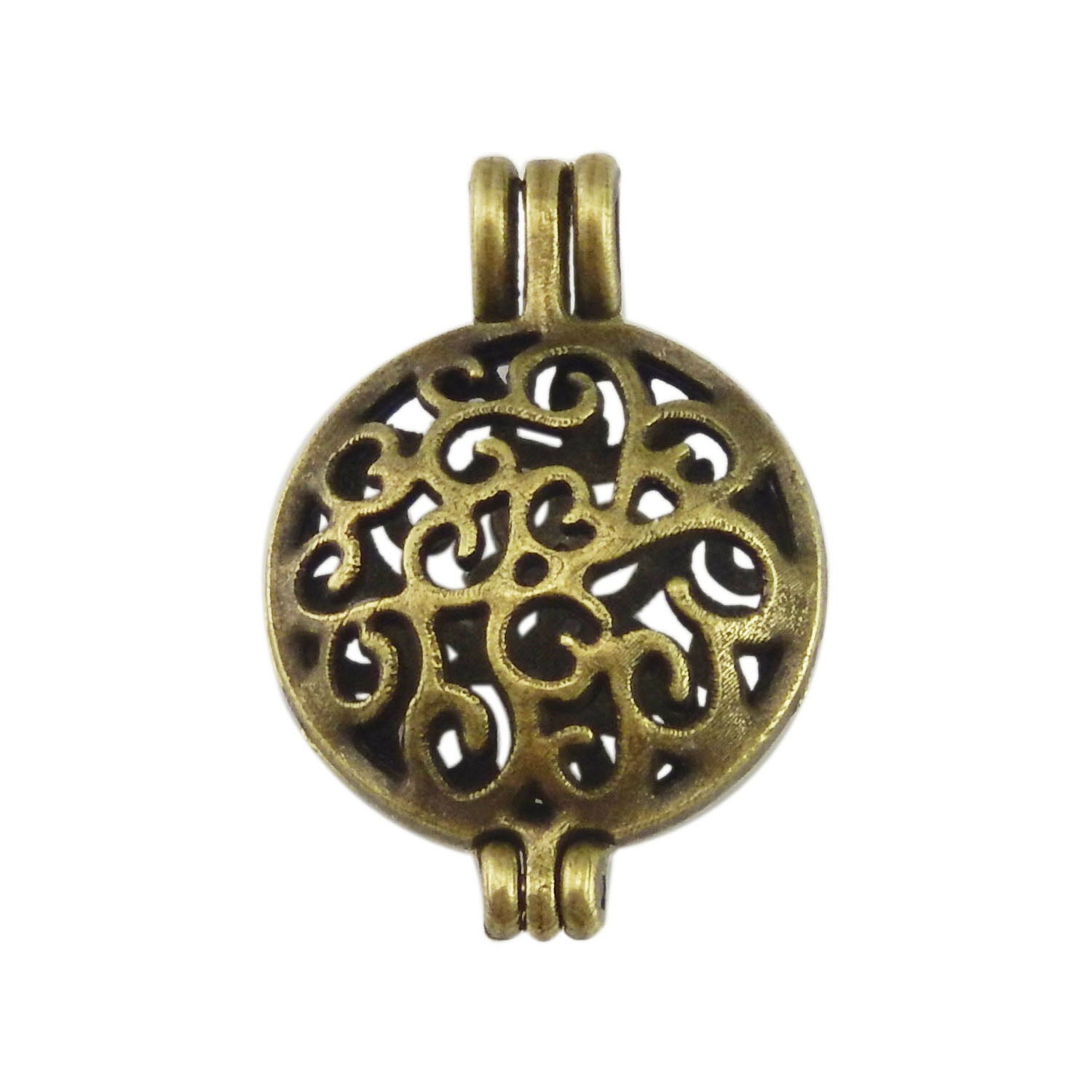 4 PCS Antiqued Bronze Alloy Round Hollow Locket Oil Diffuser Charms Pendants