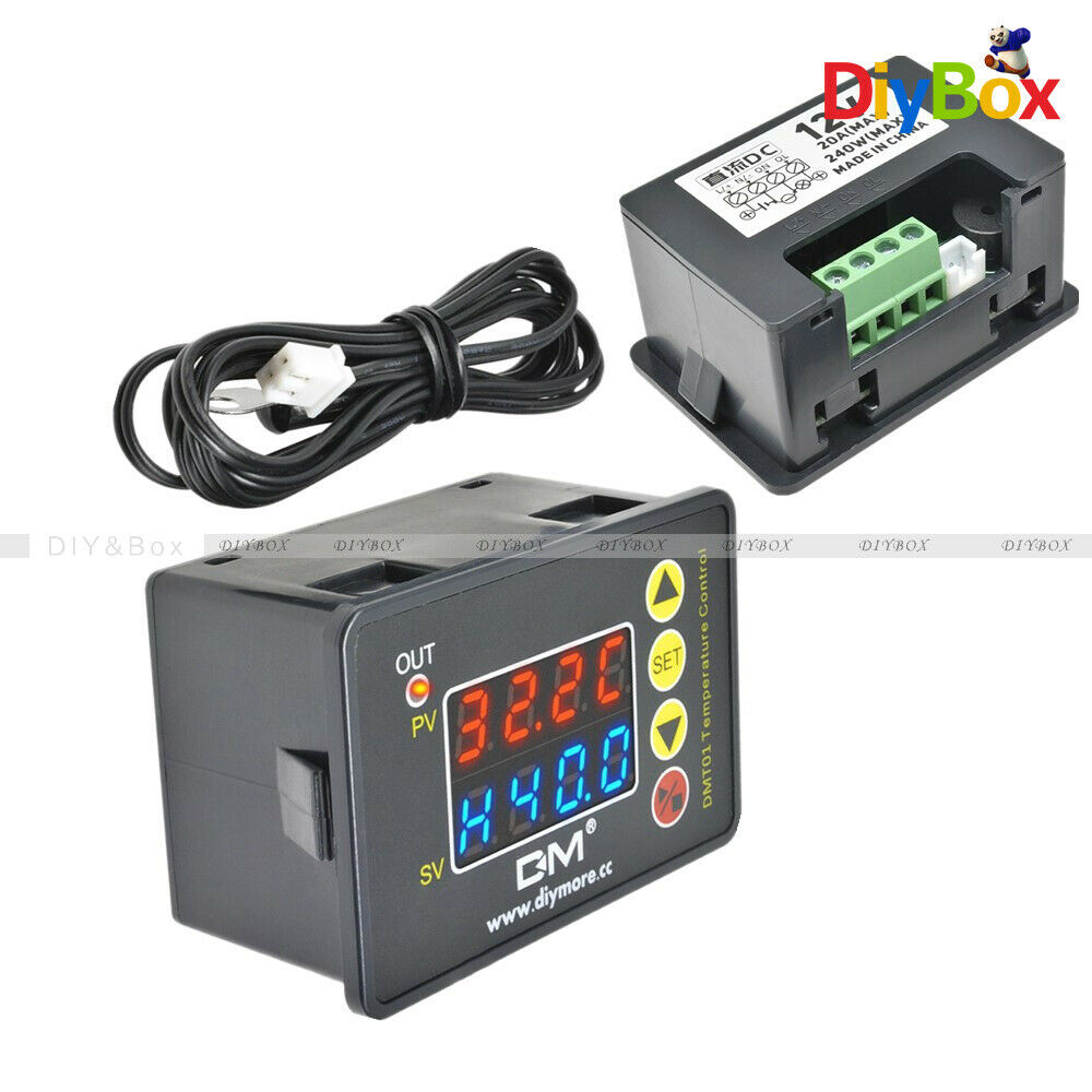 DC12V Red Blue Digital Thermostat Temperature Controller Microcomputer w/ Sensor