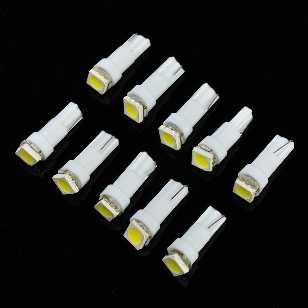 10pcs/Set T5 Dashboard Gauge 1SMD LED Wedge Instrument Panel Light Bulb 58 70 74