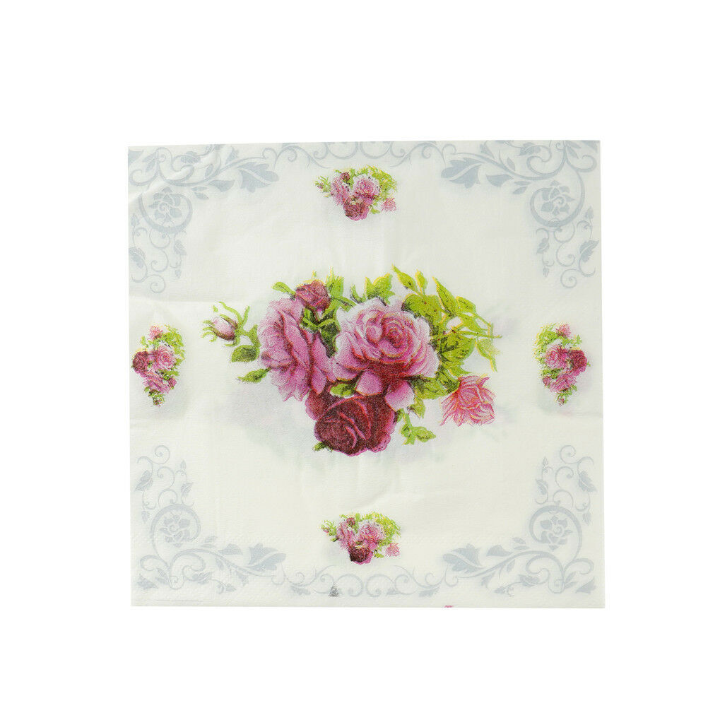20X flower paper napkin rose party tissue napkins decoupage decoration pa.l8
