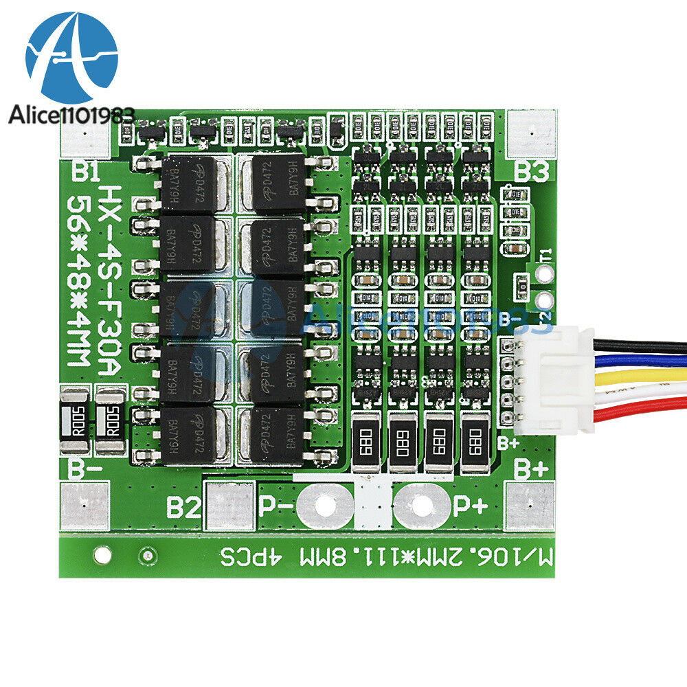 4S 30A 14.8V Li-ion Lithium 18650 Battery BMS PCB Protection Board Cell Balance