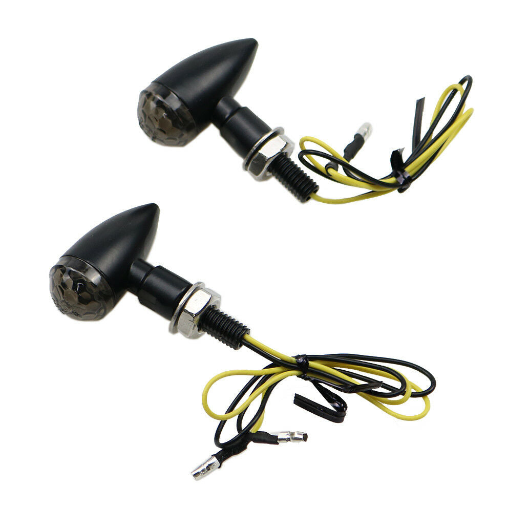 Black+Smoke Lens Mini Bullet Turn Signal Indicator Light For Cafe Racer Cruiser