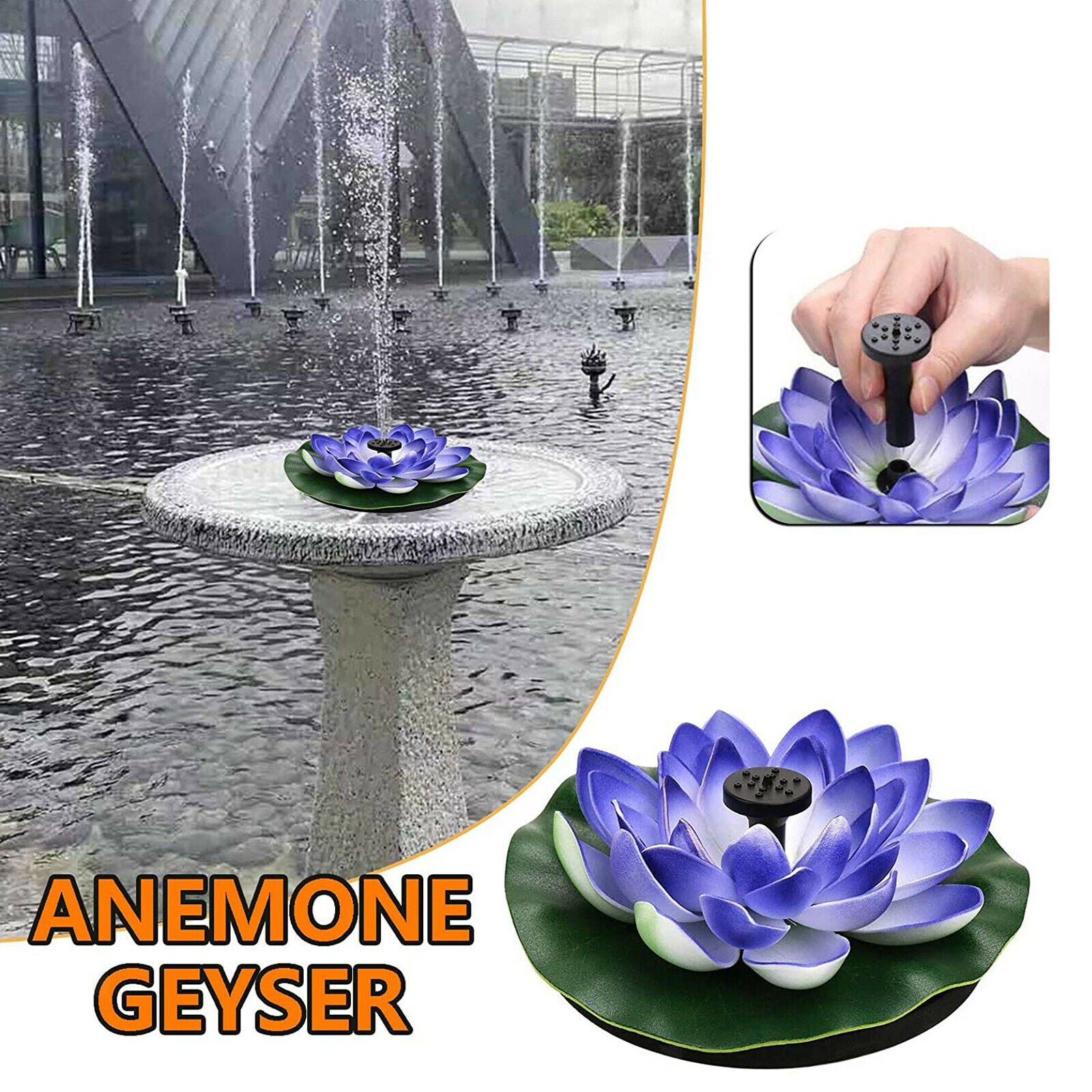 Solar Powered Fountain Pump, Floating Fountain with Water Pump, with 4 Nozzles