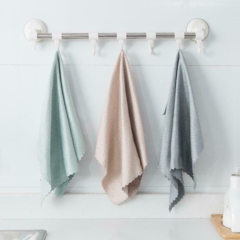 3Pcs Wipe Glass Fish Scale Cloth Cleaning Cloth Water-absorbing for Stove Sink